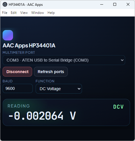 AAC Apps HP34401A screenshot